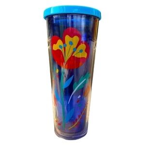 Starbucks Venti Cold Cup Tumbler Floral Clear Blue
